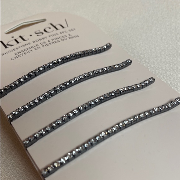 Kitsch Silver Rhinestone Bobby Pin Set (4pc) - Picture 8 of 11